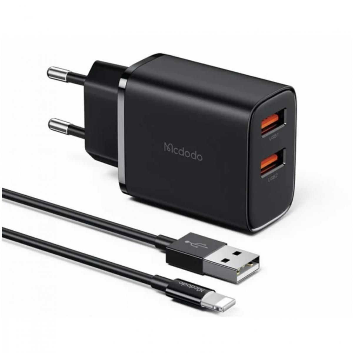 Mcdodo CH-5071 12W Fast Wall Charger + USB-A to Lightning Cable - (black) - 18 Months Warranty