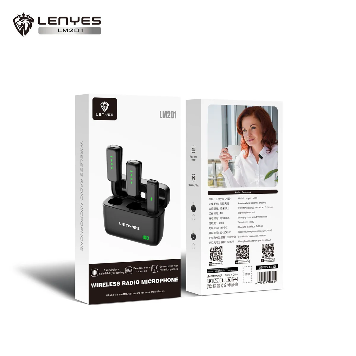 Lenyes LM201 Wireless Microphone – Clear Sound for Creators & Professionals