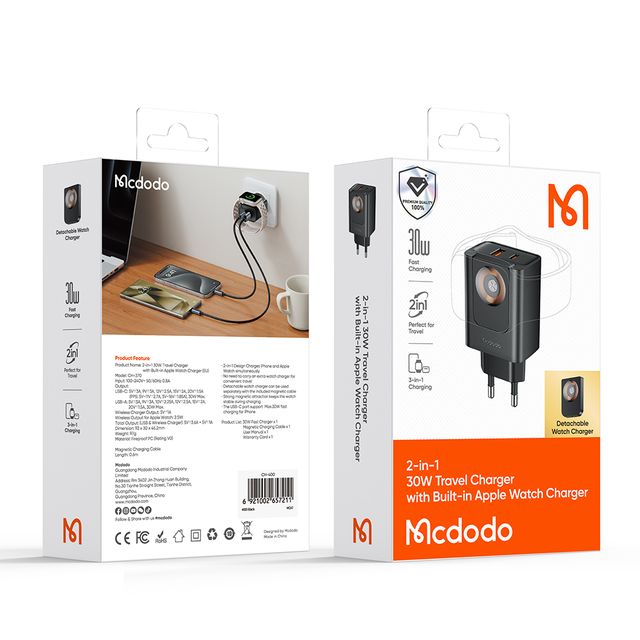 McDodo CH-3700 30W 2-in-1 USB-C+A Charger black